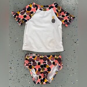Cat & Jack Pink and White Pineapple Rashguard Set